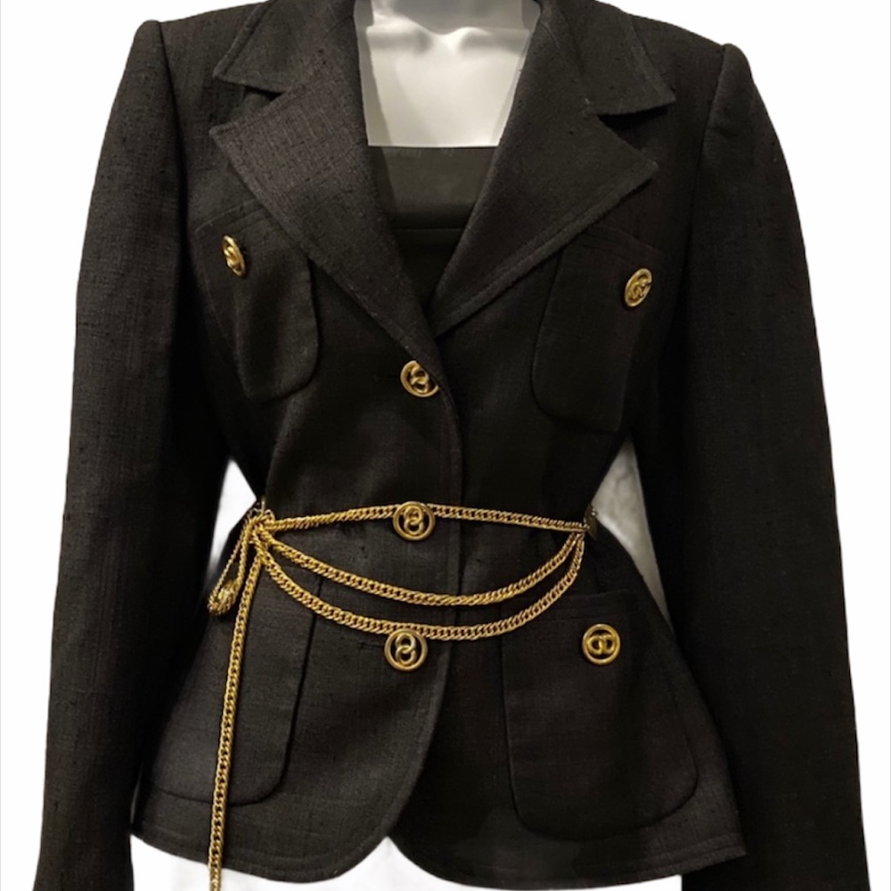 Herbert Grossman Vintage Black Linen Blazer - Picture 2 of 11